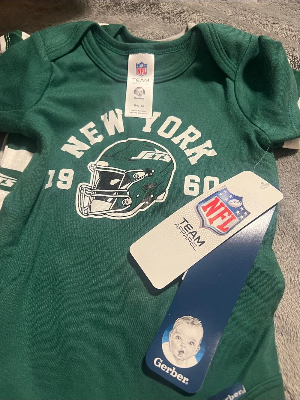 NFL New York Jets Green & White Striped Baby One-Piece